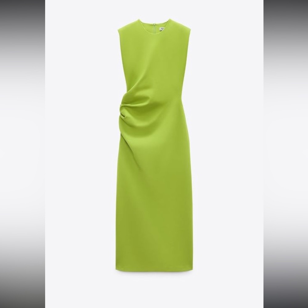 Zara Shoulder Pad Draped Dress. NWT!